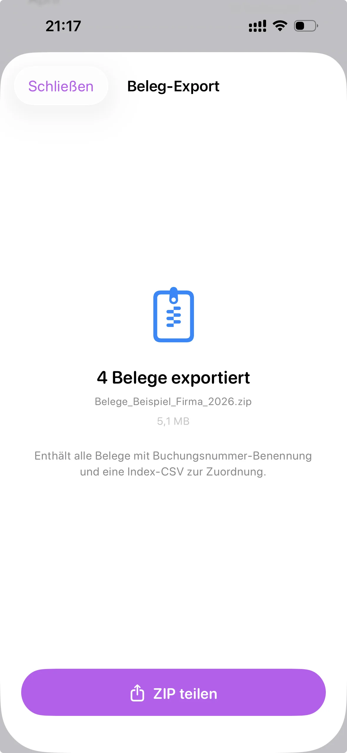 Export & Sharing — Accounted.